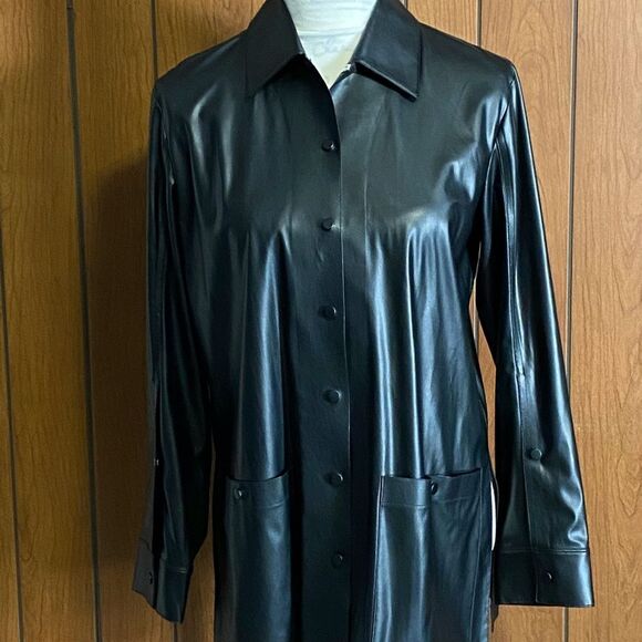 Theory Shirt Jacket in Faux Leather size M - Picture 4 of 10